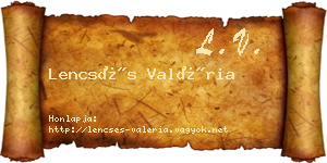Lencsés Valéria névjegykártya
